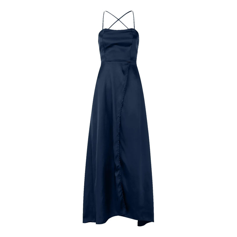 Elegante vestido longo de cintura alta